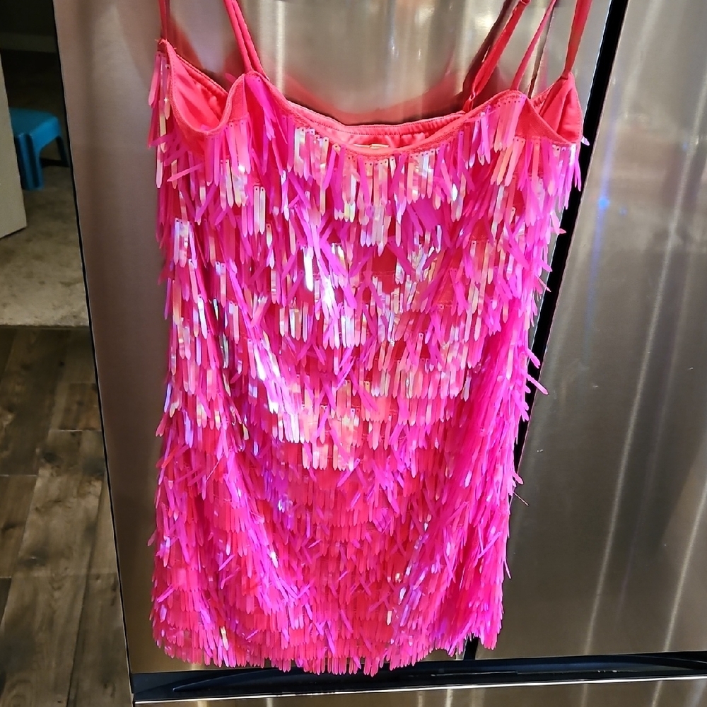 Vibrant Pink Fringe Dress